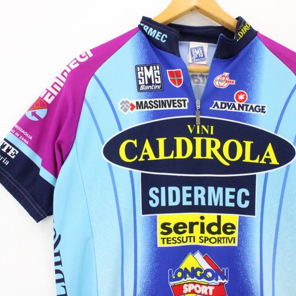 Vintage SMS Santini Cycling Jersey Mens Blue Short Sleeve Athletic Half Zip 2XL - Picture 3 of 11